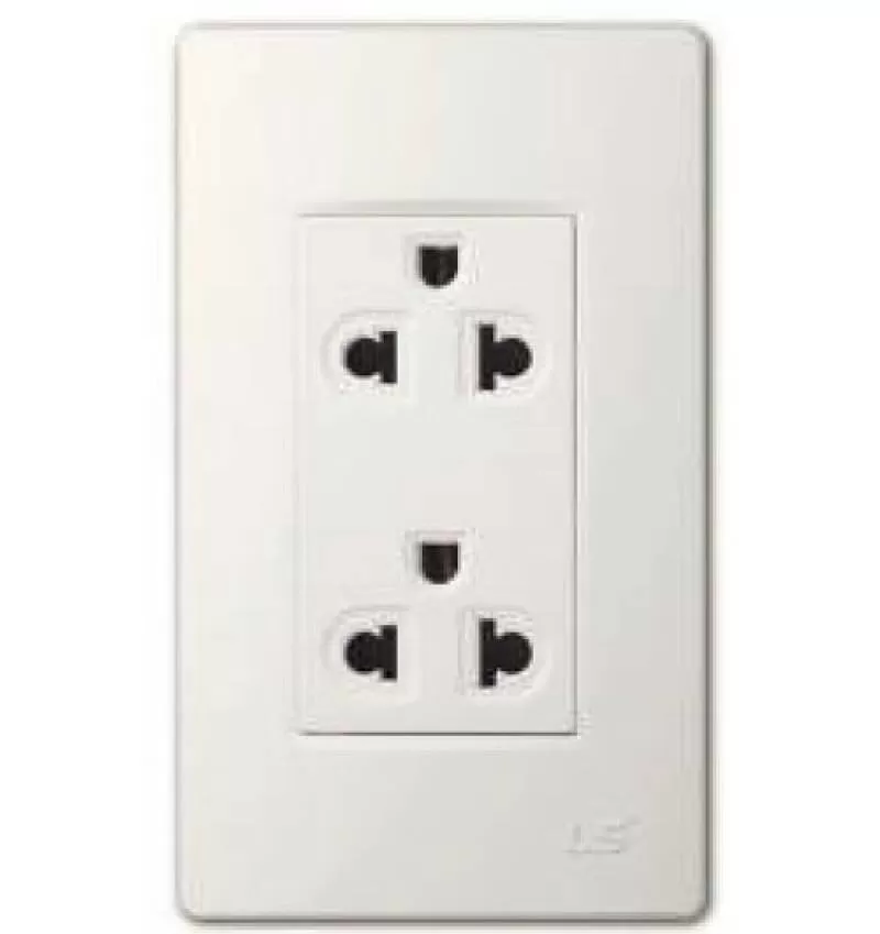 Ổ cắm đôi, 2 gang Socket (Outlet) LS - Korea (LSV - OB2W + LSV - OP2W) 