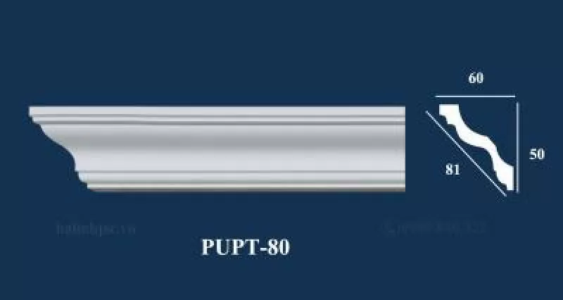 Phào góc trần nhựa Pu cao cấp PUPT-80