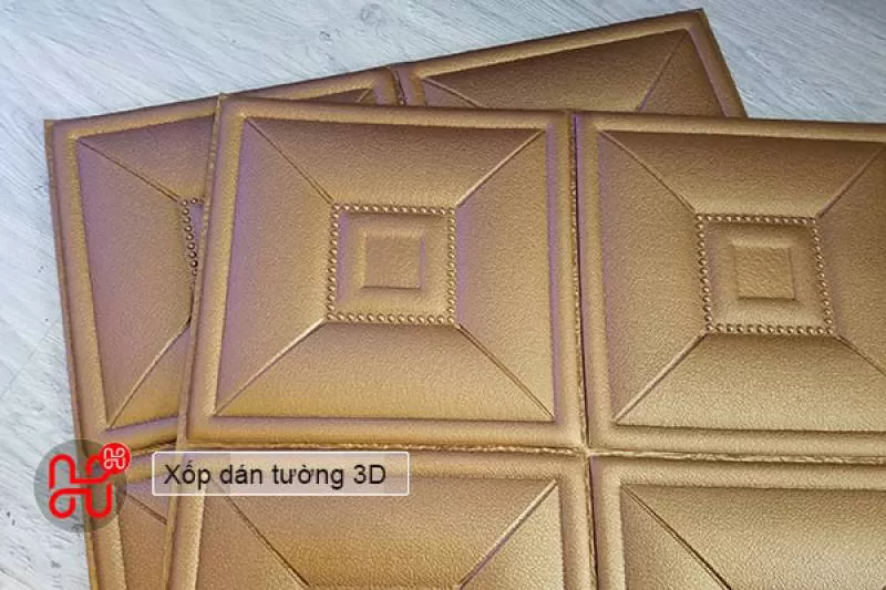Xốp Dán Tường 3D Giả Da Vuông Màu Nâu