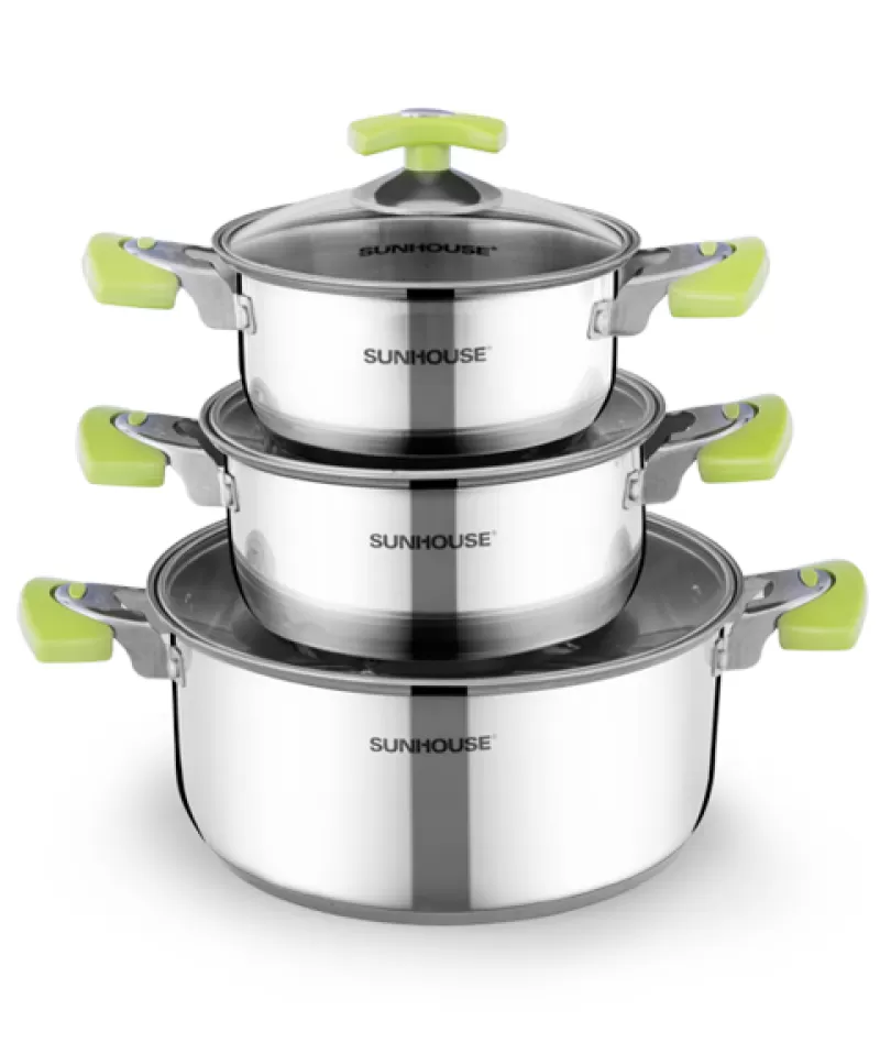 BỘ NỒI INOX 3 ĐÁY SUNHOUSE SH336