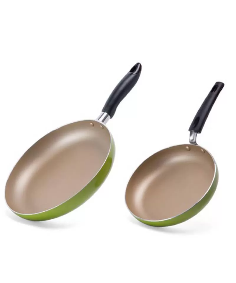 Cặp chảo nhôm trơn cạn SUNHOUSE Phi 18 + 24 (Xanh - Sampanh)