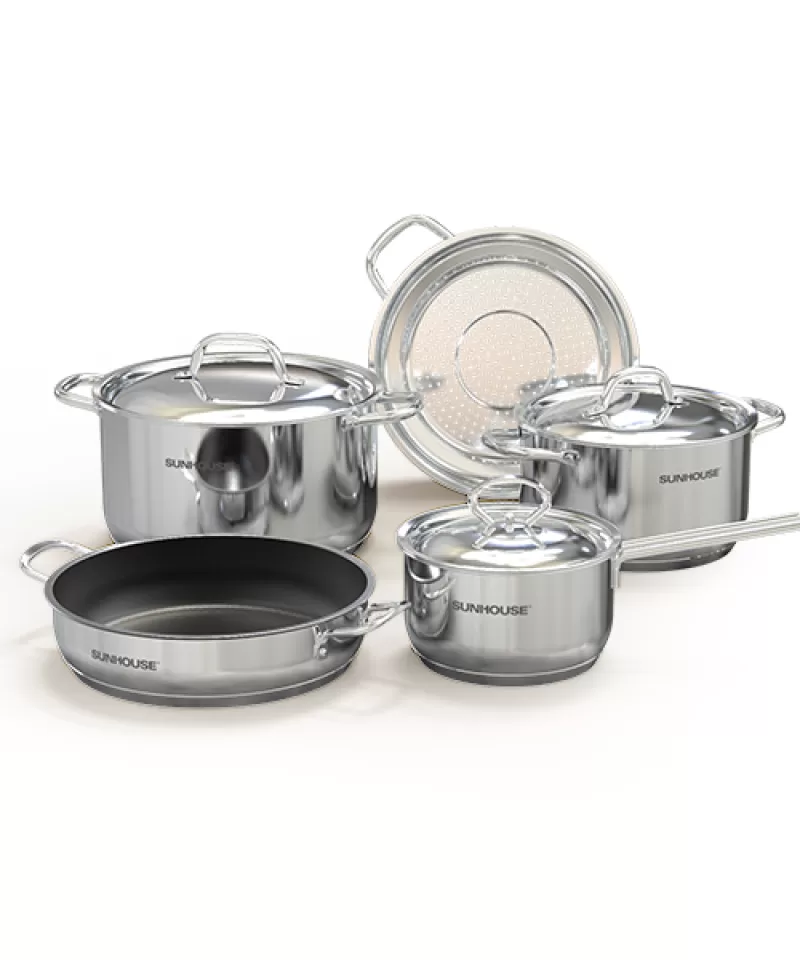 BỘ NỒI CHẢO INOX 5 ĐÁY SUNHOUSE SHG995
