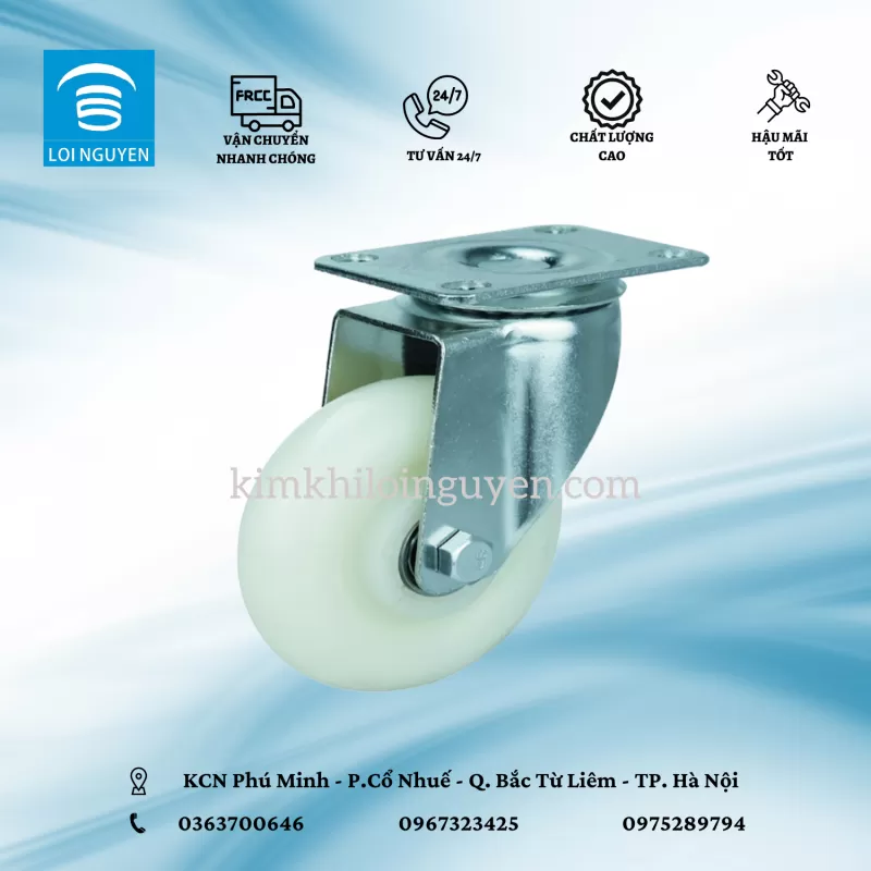 NLTN125.Q : Bánh nilong tải nhẹ 12.5 cm quay