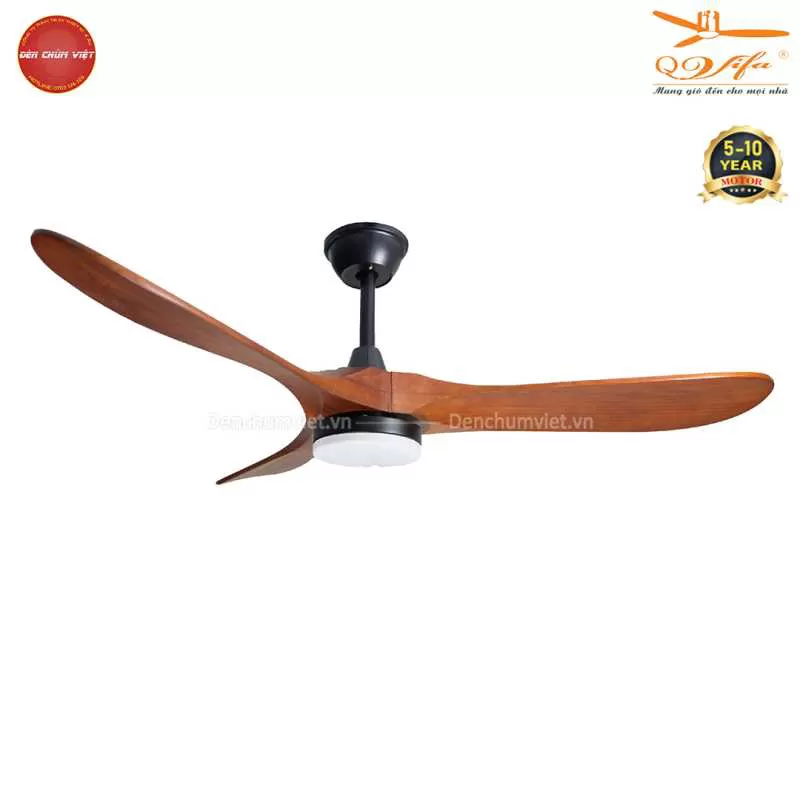Quạt trần cánh gỗ Quạt trần đèn hiện đại 3 cánh gỗ QVifa - 105