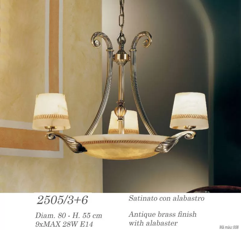 Đèn Chùm Đồng Possoni (Ý) 2505/3+6