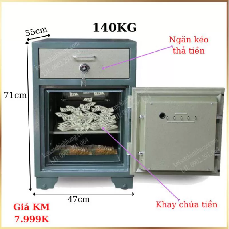 két sắt thả tiền quầy thu ngân BDI KTT33 