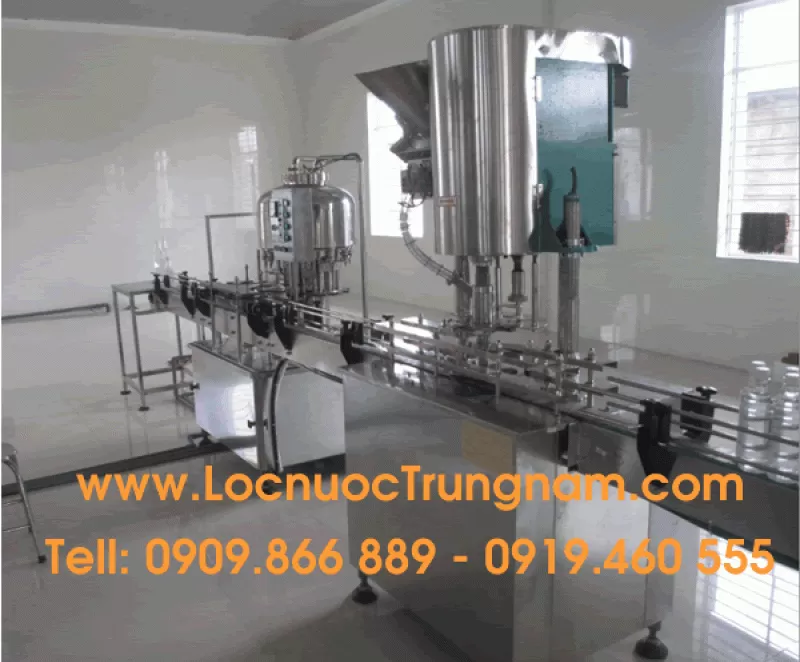 Máy chiết rót, đóng nắp tự động chai nước tinh khiết 1000 CHAI/H