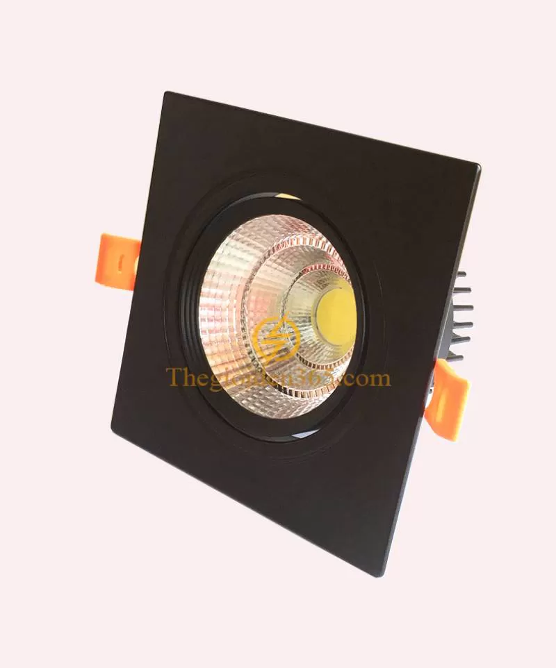 Đèn âm trần vuông đơn 7w downlight Led COB viền đen vỏ đen D90 TLV-ACOB-7W02
