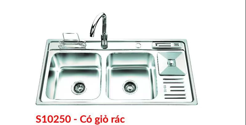 Chậu rửa bát Inox SUS 201 S10250 có giỏ rác OLYMPIC 