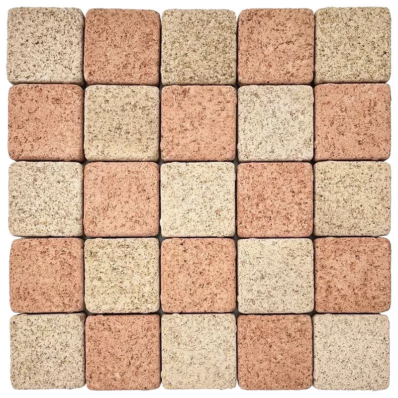 Gạch hai màu lát sân vườn ngoài trời bê tông đỏ vuông mỏng 30mm 98x98mm, mẫu P12-11, xuất xứ Nhật Bản, đang giảm giá