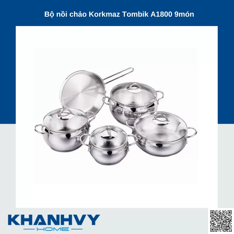 Bộ nồi chảo Korkmaz Tombik A1800 9món châu Âu Outlet