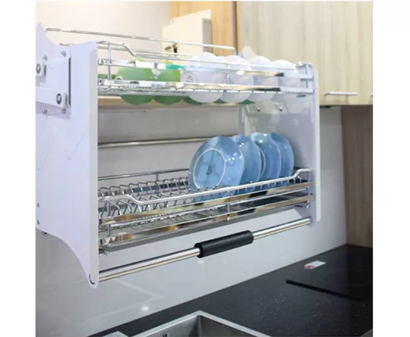 Rổ kéo di động chén dĩa Euromax inox mờ 304 cao cấp D900 