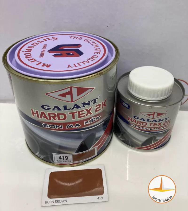 Sơn sắt mạ kẽm không cần lót, nhanh khô Hard Tex 2k Galant màu nâu 419-1L 