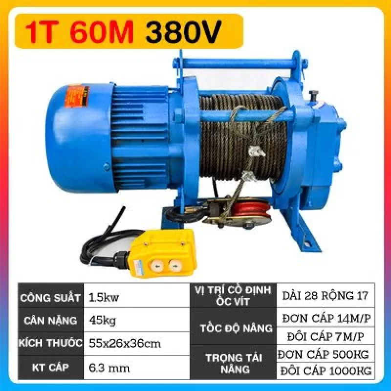 Tời mặt đất SHUANG GE 500kg - 1000kg/380v/60m 