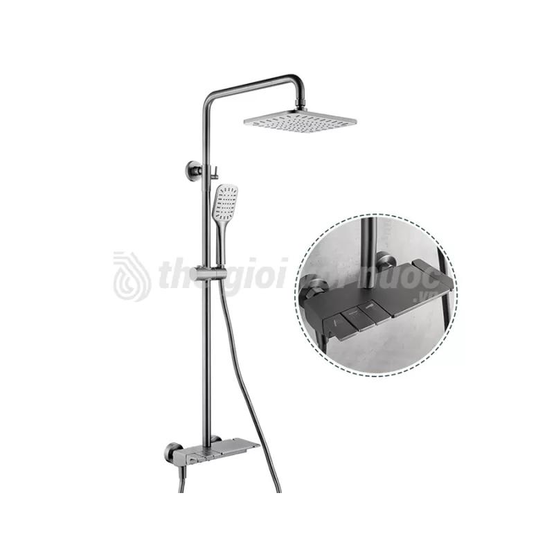 Sen Tắm Đứng Dạng Phím Đàn Đồng Thau Phủ Sơn Tĩnh Điện Ghi Xám Draco F0131CG 
