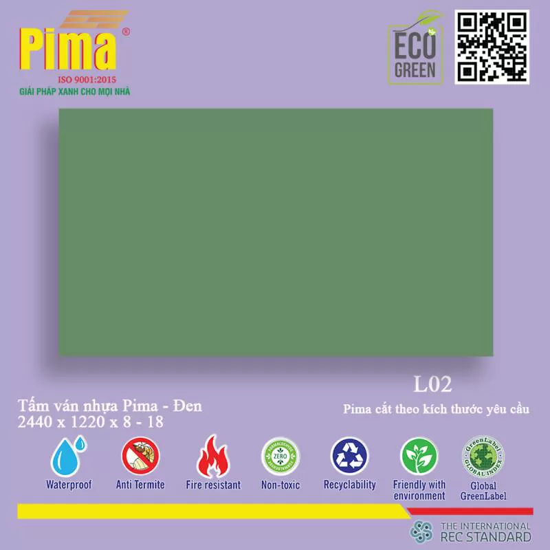Tấm Ván Nhựa PIMA ĐEN- L02 - Công Ty Pima Nhà máy sản xuất tại việt nam
