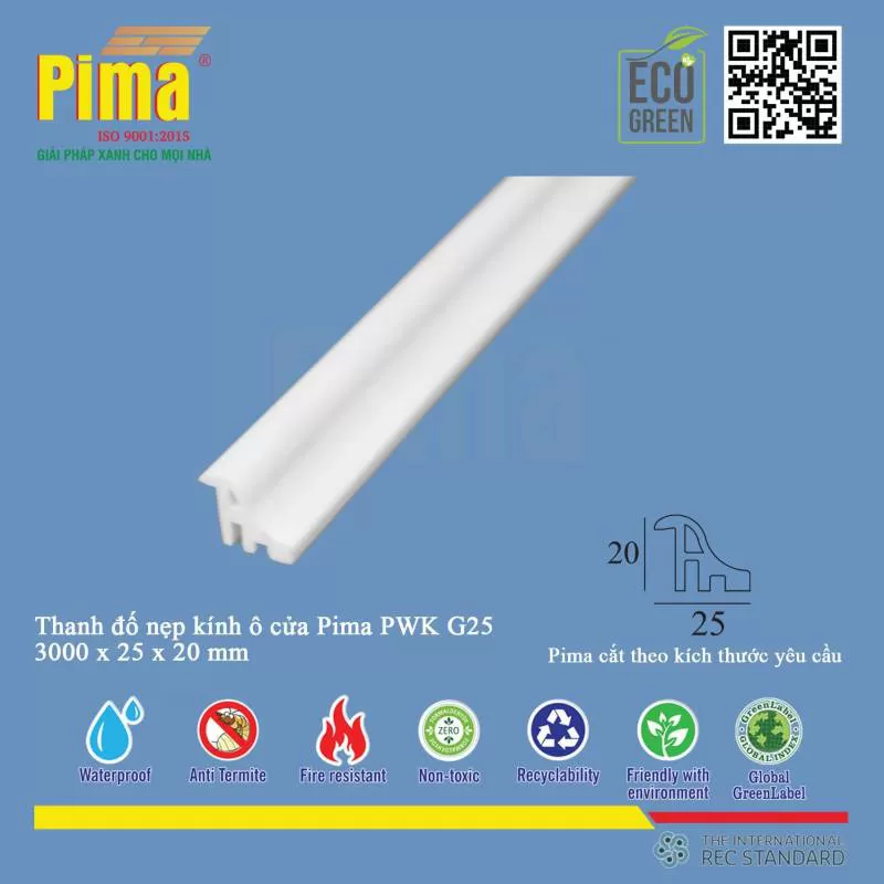 Thanh Đố Nẹp Kính Ô Cửa Pima PMK G25 - Công Ty Pima Nhà máy sản xuất tại việt nam