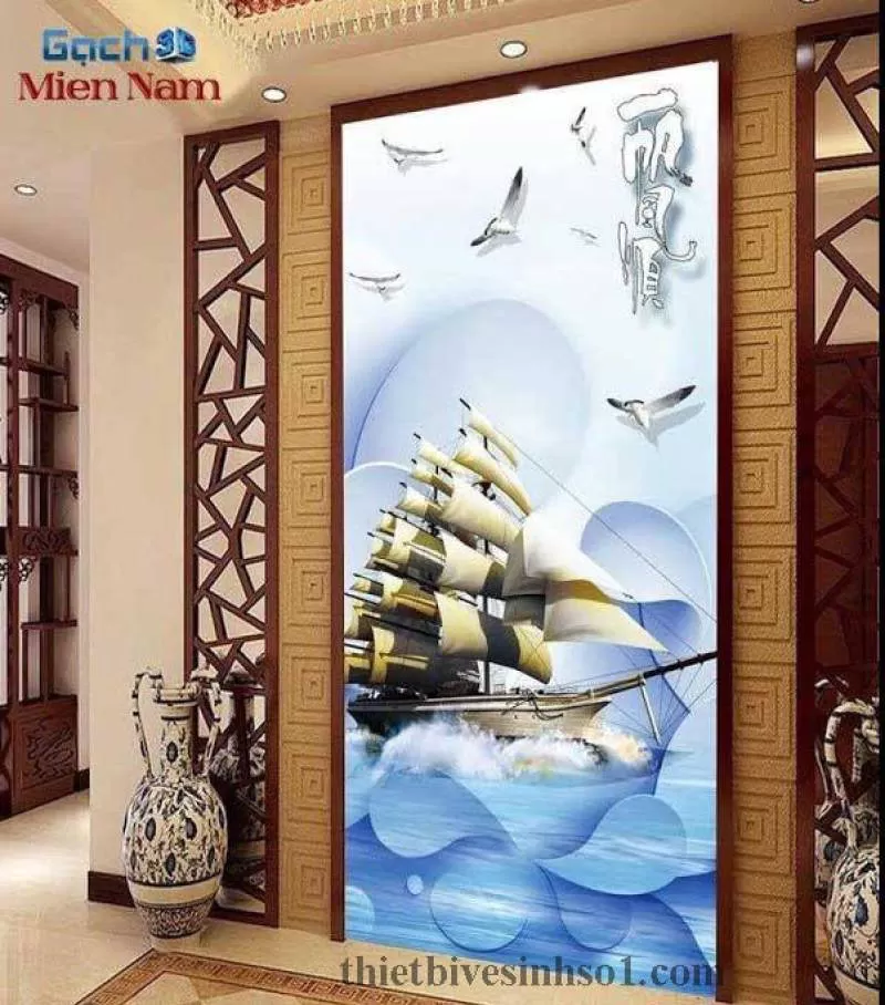 Gạch Tranh Thuận Buồm Xuôi Gió BG012