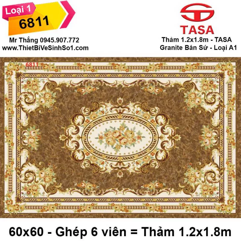 Gạch Thảm 1,2x1,8m TASA 6811 - Tổng Kho Gạch TASA - Hà Nội