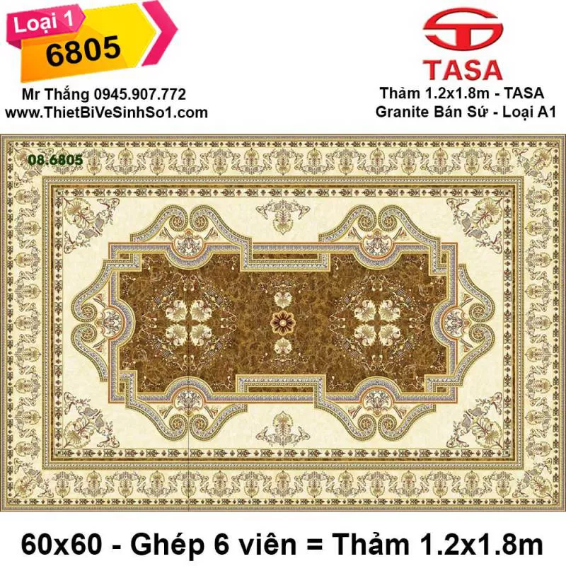 Gạch Thảm 1,2x1,8m TASA 6805 - Tổng Kho Gạch TASA - Hà Nội