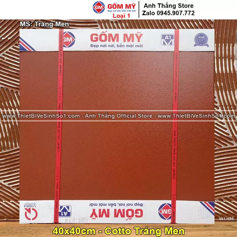 Gạch 40x40 Gốm Mỹ Cotto Tráng Men Đỏ
