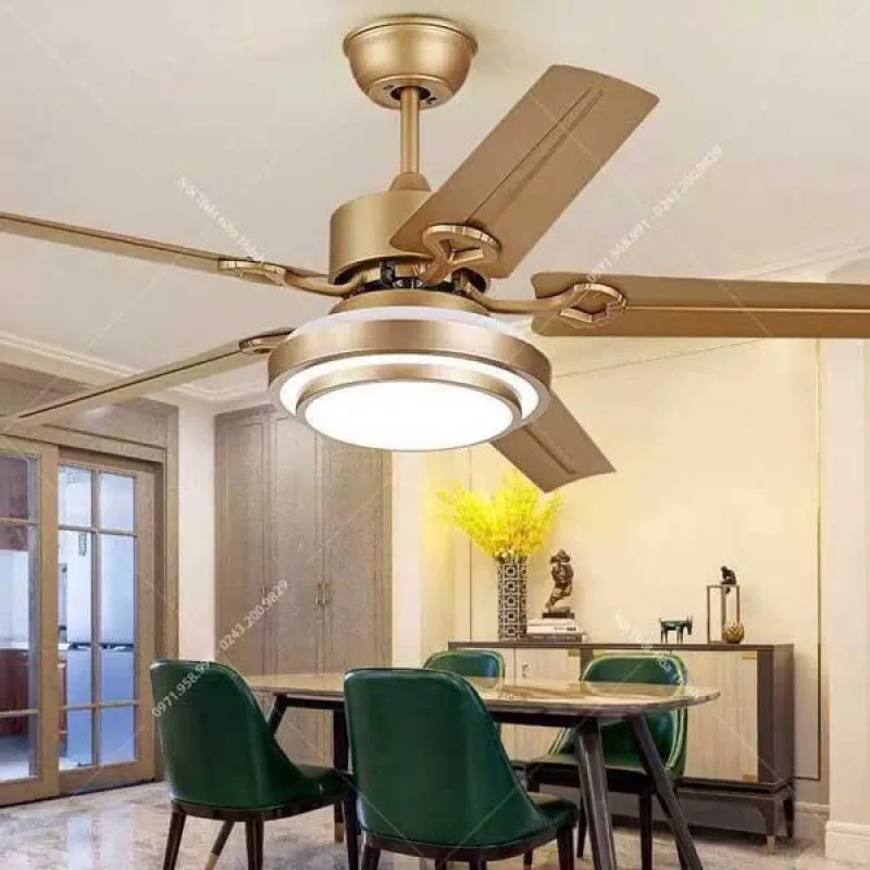 Đèn quạt trần HTQ-34 cánh vàng