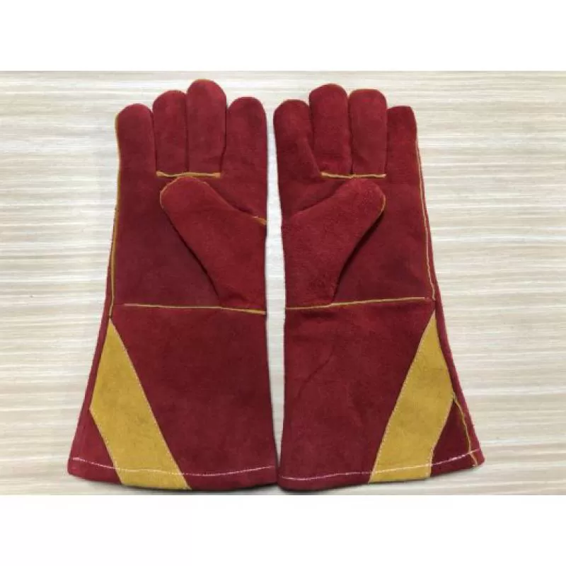 Găng tay da hàn cao cấp 2 lớp màu đỏ 35cm (xuất khẩu) 