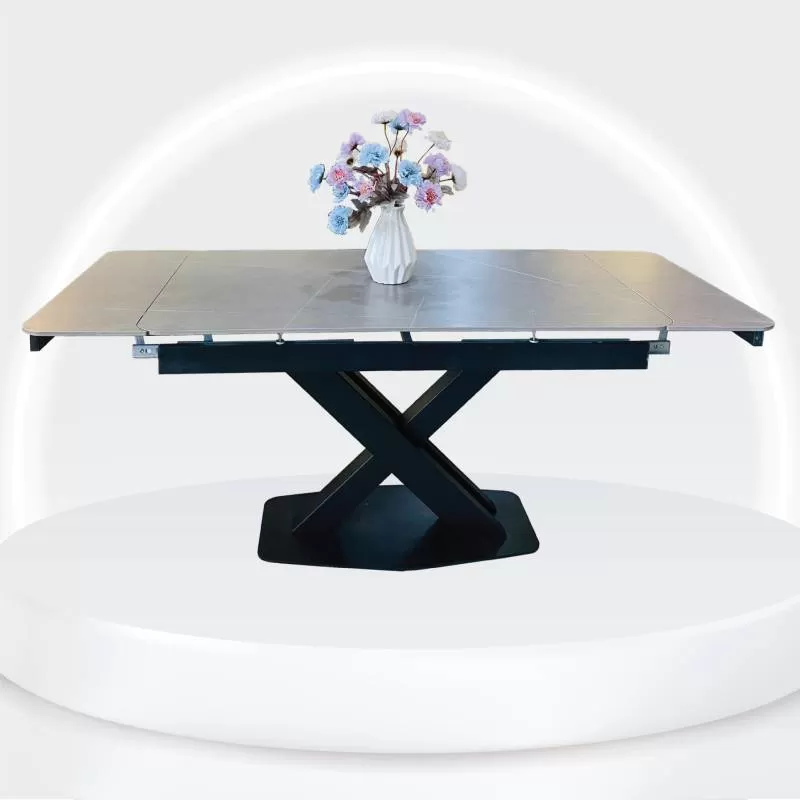 Bàn Ăn Mặt Đá Ceramic Mở Rộng Xám Xi Măng A – 011 Alila 