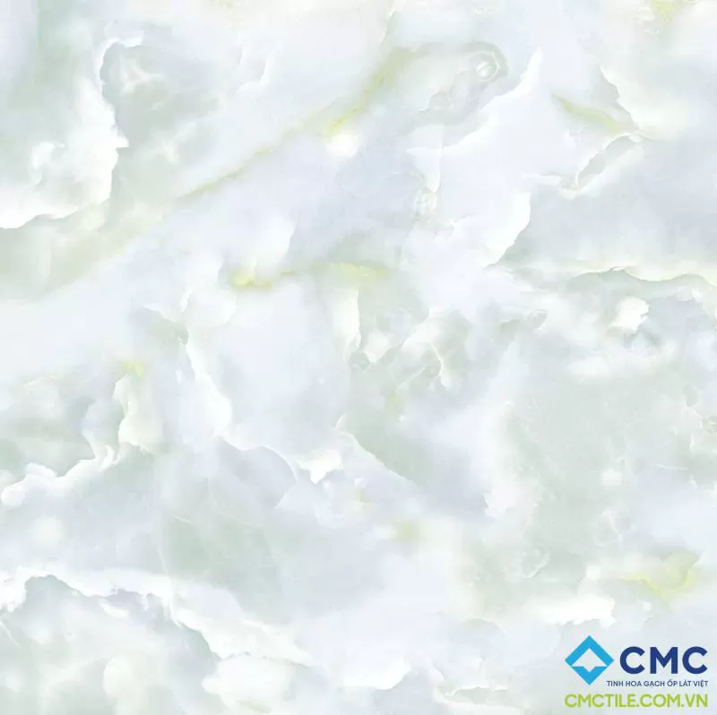 Gạch lát màu trắng pha xanh ngọc vân mây PT 60007
