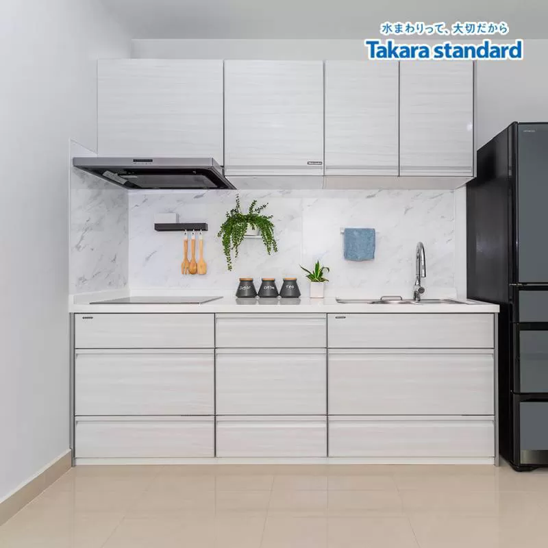 Hệ Tủ Bếp Treasia Cao Cấp Chữ I Màu VBW - Căn Hộ Celadon City Tân Phú