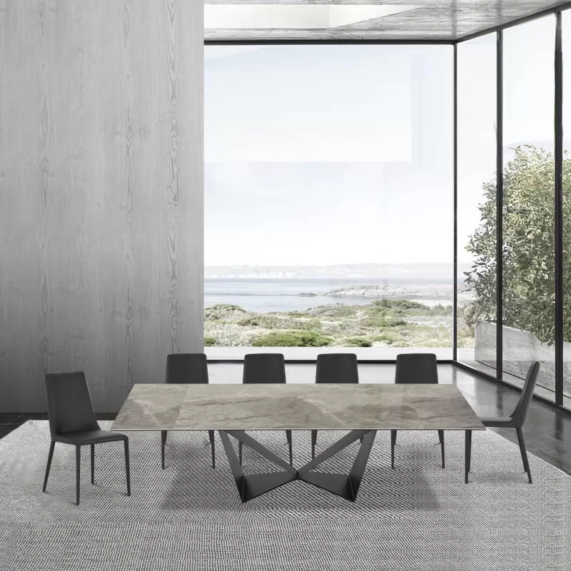 Bộ bàn ăn mở rộng ceramic Newport kết hợp đến 10 ghế ngồi 