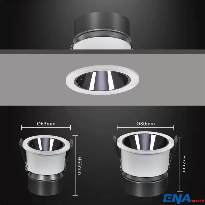 Đèn LED âm trần chỉnh hướng 12W mẫu DCH