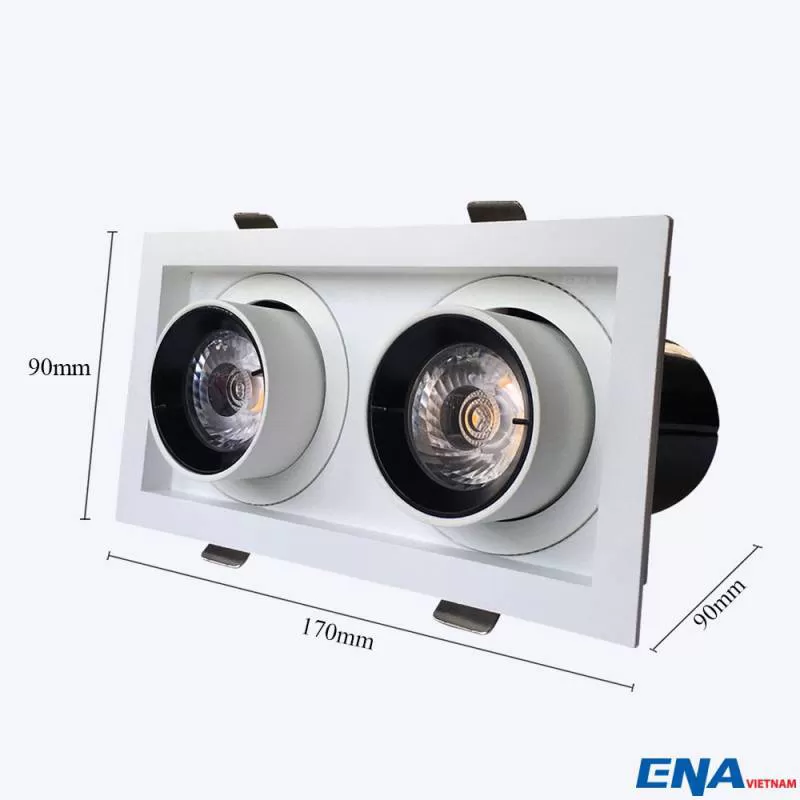 Đèn LED âm trần chỉnh hướng đôi 2x10W mẫu DCG