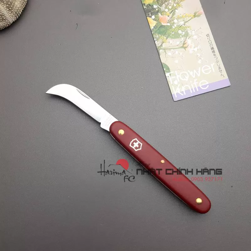 Dao Cắm Hoa Xếp Gọn Sakagen + Victorinox Lưỡi Cong cán đỏ 