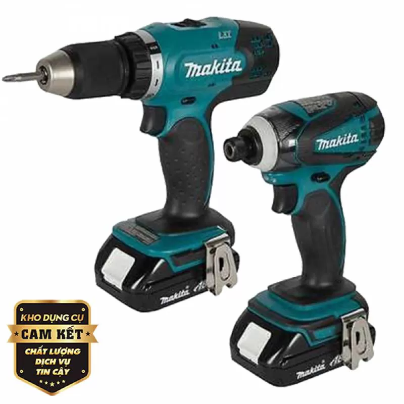 Bộ sản phẩm máy khoan và máy vặn vít pin 18V Makita DLX2022 - Siêu Thị Kho Dụng Cụ 
