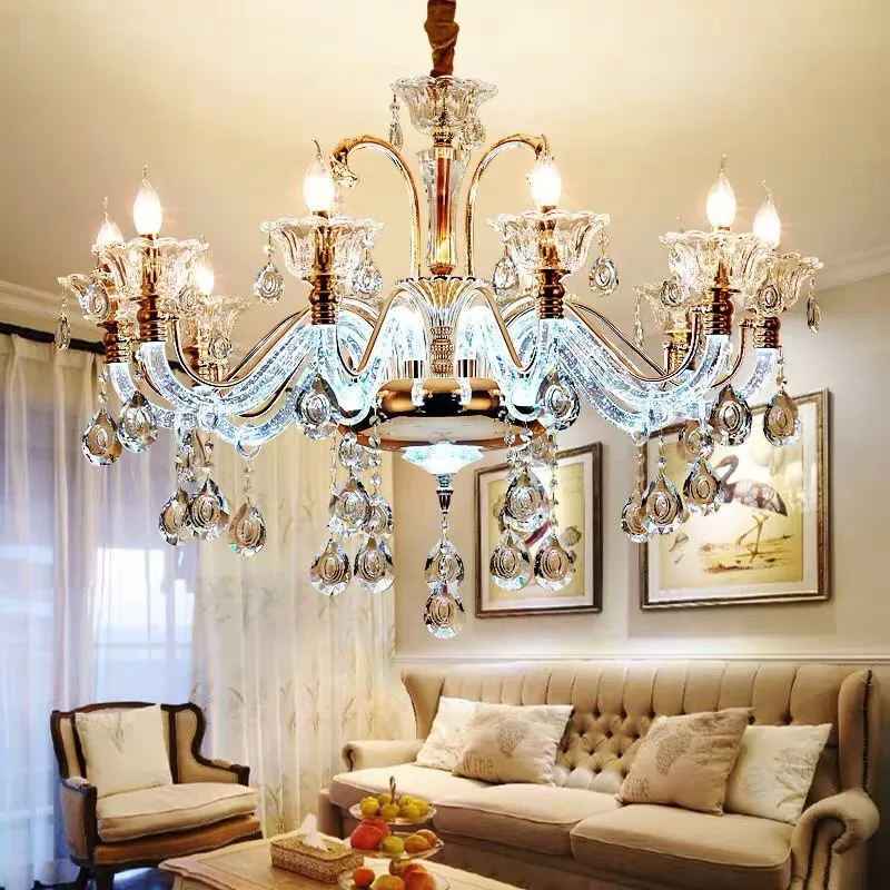 Đèn chùm pha lê hoàng kim (8 Tay)