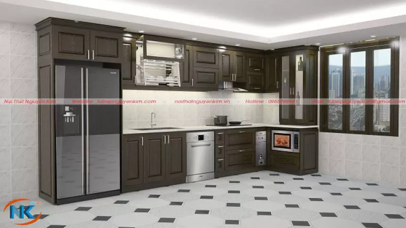 Tủ bếp gỗ sồi nga – TBSN43 