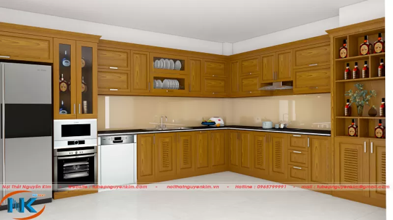 Tủ bếp gỗ sồi nga – TBSN48 