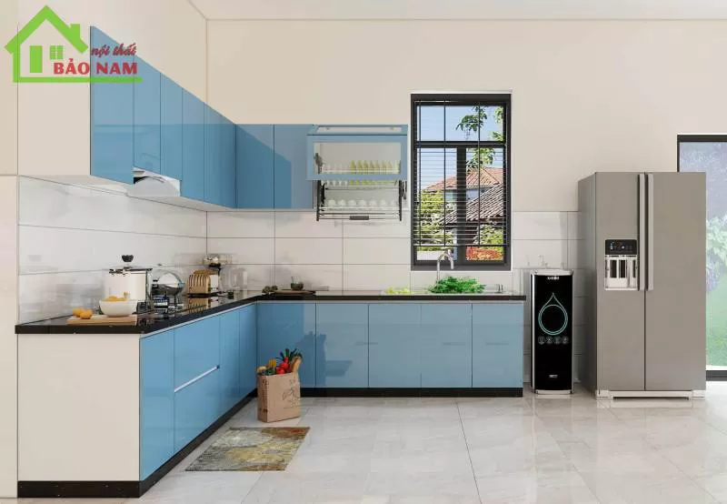 Tủ Bếp Acrylic Chữ L Hiện Đại 