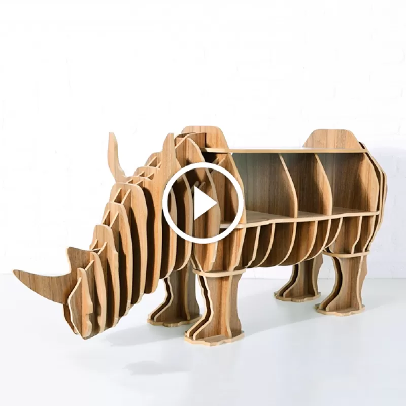 Kệ để đồ hình tê giác bằng gỗ ghép đẹp GHO-484 
