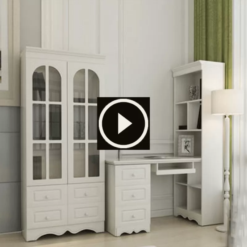 Bàn học cho bé bằng gỗ liền giá sách GHS-4783