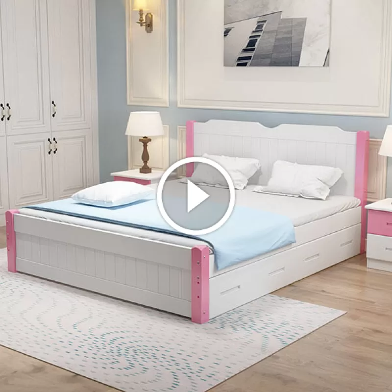 Giường ngủ gỗ tự nhiên kiểu dáng hiện đại GHS-9062 