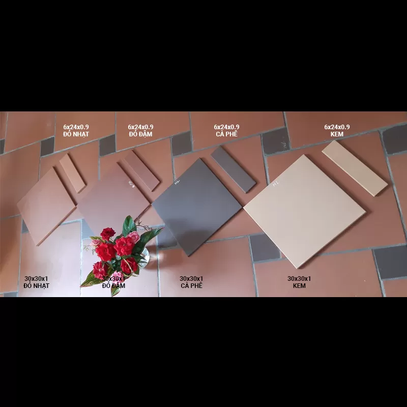 Gạch đất nung Gốm Mỹ 6x24x0.9 đỏ đậm - HỒNG LOAN CERAMIC