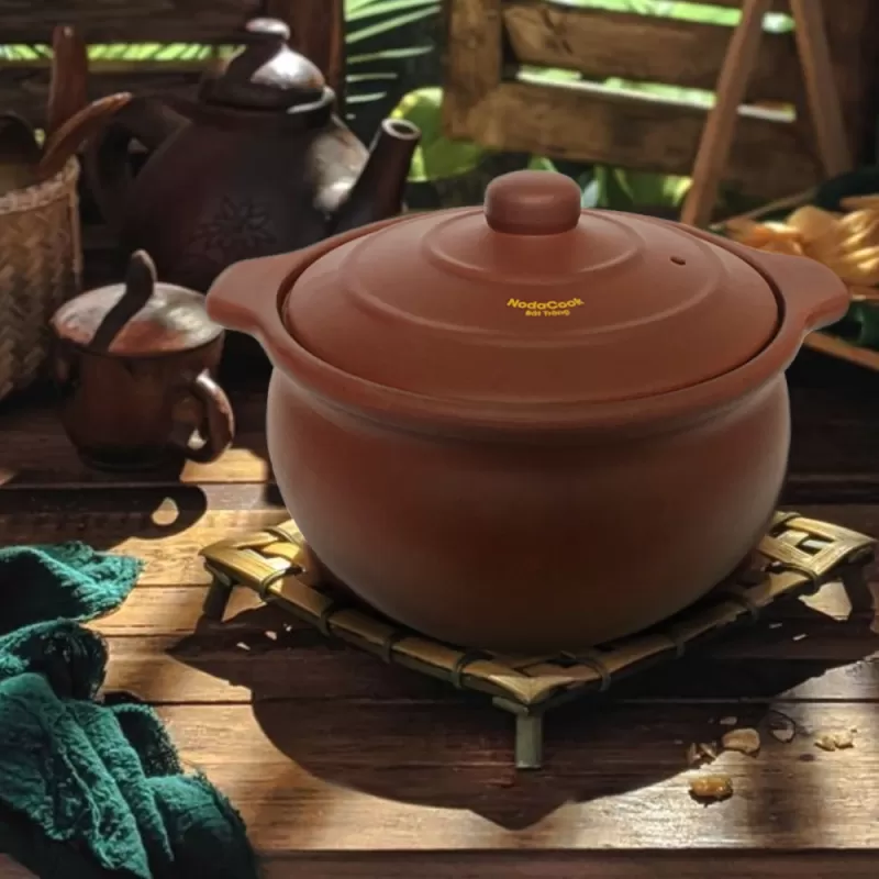 Nồi đất nấu cơm kháng khuẩn 2 lít - Lòng tráng men sứ - NodaCook