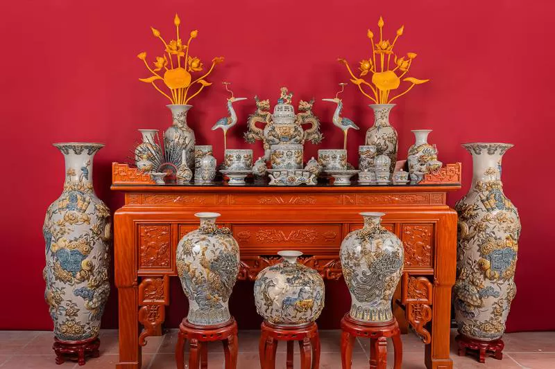 Bộ đồ thờ cúng Rạn Cổ Gạo Nếp đầy đủ cho ban 2m17 - Bạch Thổ Phường