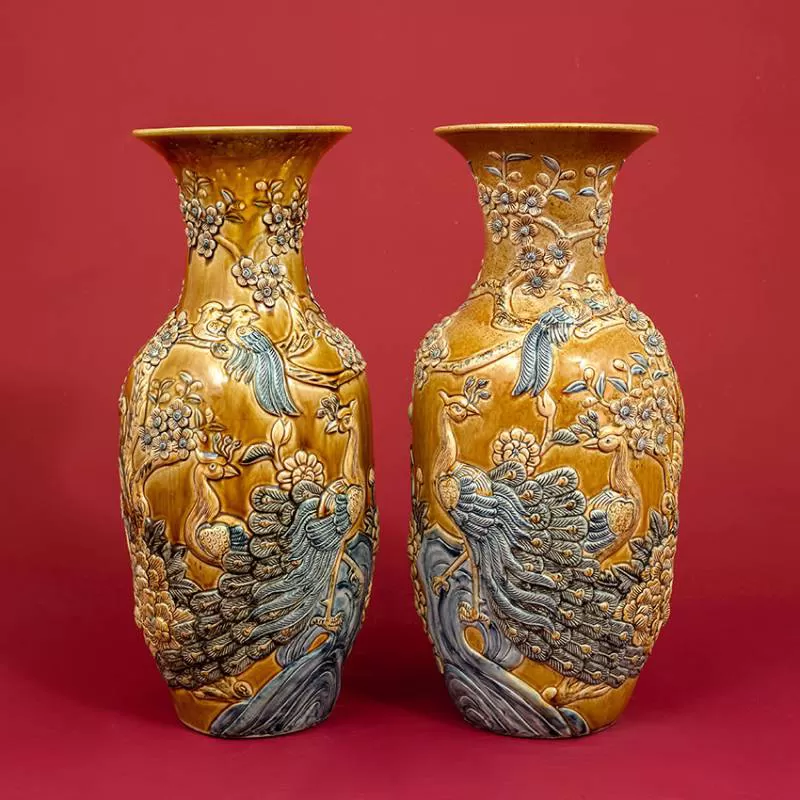 Lọ lộc bình bằng sứ tích Trường Xuân Phú Quý H50 - gốm sứ Hải Long 