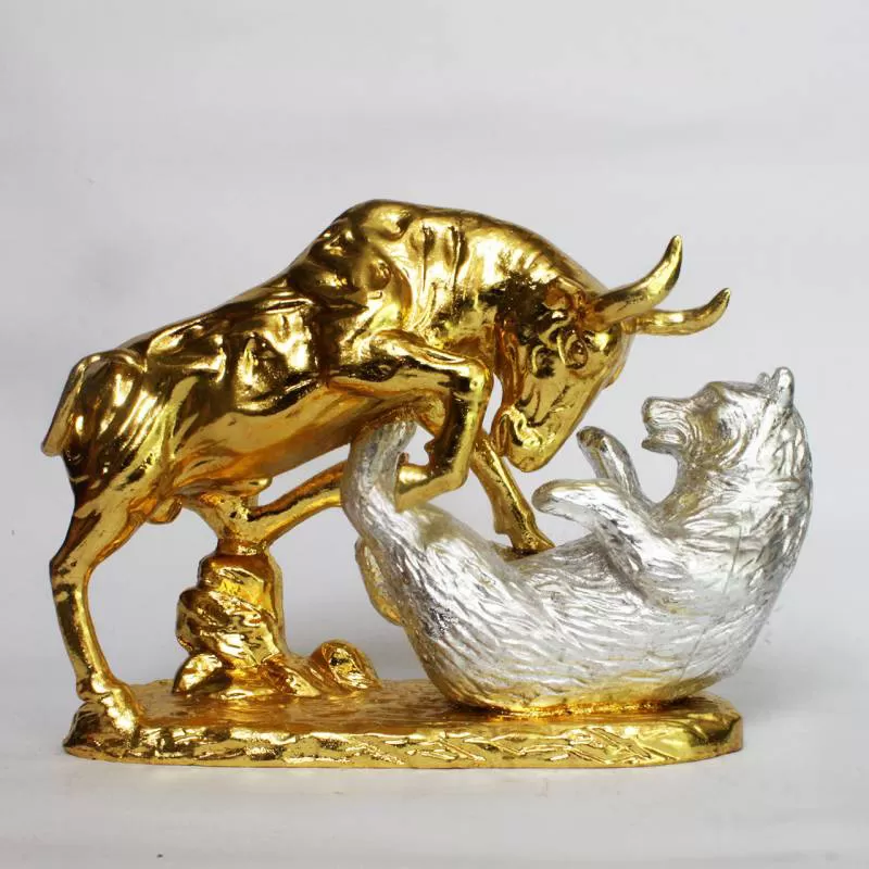 [Dát vàng] Tượng Trâu phong thủy dát vàng & Gấu dát bạc - Gốm Hải Long 