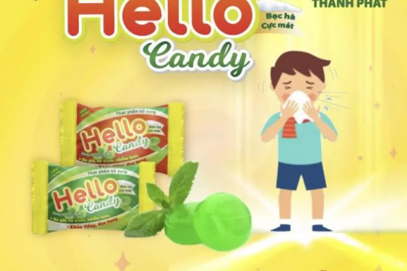 VIÊN KẸO NGẬM - HELLO CANDY ( Vị The Mát - 300 viên/hũ )
