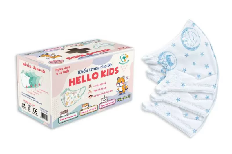 Khẩu Trang Em Bé Hello Kids 3D ( Họa Tiết Doremon - 50 Cái/Hộp )