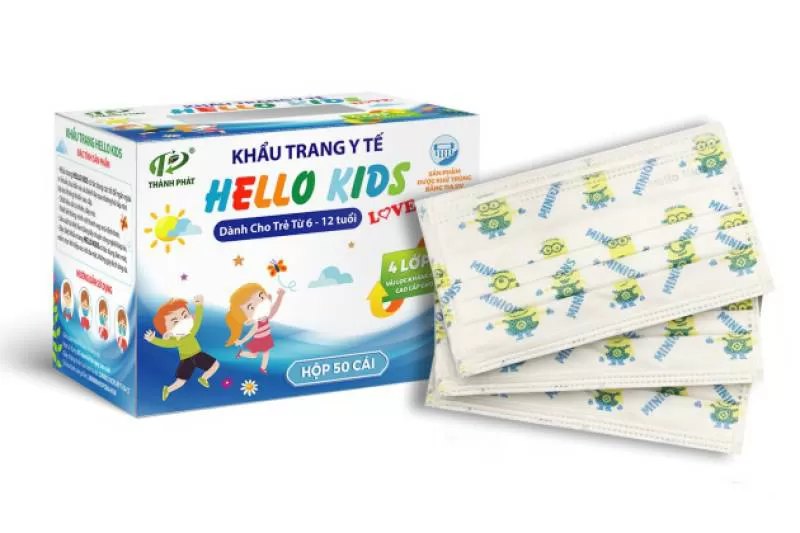 Khẩu Trang Y Tế Hello Kids ( Hoạ Tiết Minions - 50 cái / hộp )